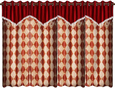 71% OFF on Zikrak Exim Polyester Red Geometric Eyelet Curtain