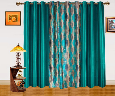 38% OFF on Dekor World Polyester Blue Printed Eyelet Curtain