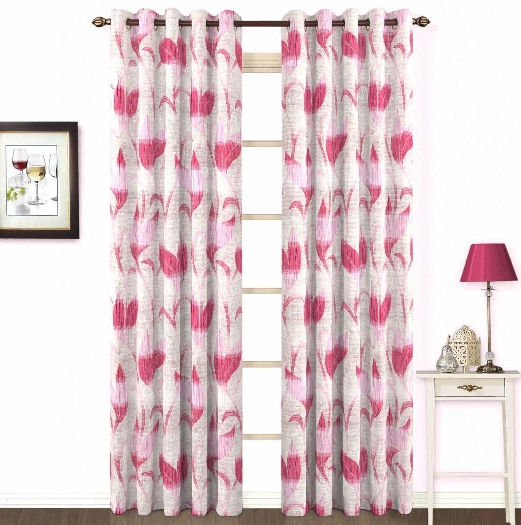 Skipper Polyester, Viscose Pink Printed Eyelet Curtain