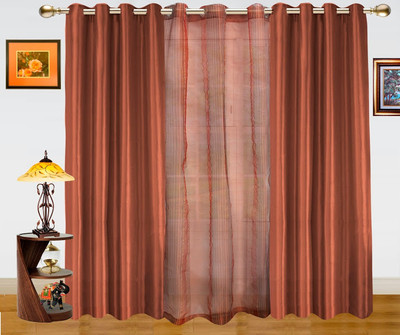 36% OFF on Dekor World Polyester Brown Floral Eyelet Curtain