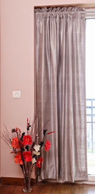 ZappyCart Silk Silver Grey Solid Eyelet Curtain