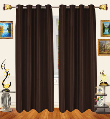53% OFF on Decor Bazaar Polyester Brown Solid Eyelet Curtain
