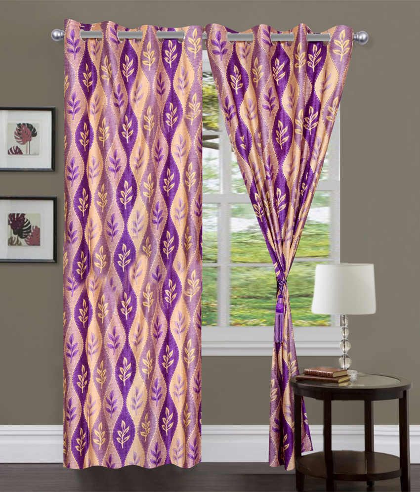 75% OFF on HomeZaara Polyester Multicolor Floral Eyelet Curtain