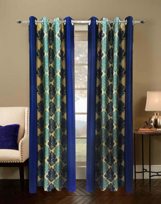 63% OFF on Homefab India Polyester Blue Damask Eyelet Curtain