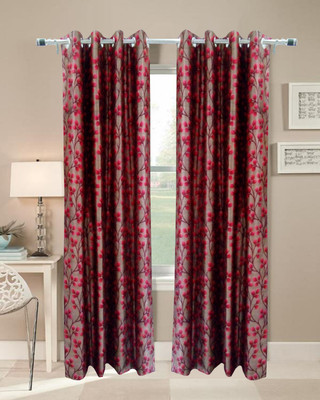 66% OFF on Homefab India Polyester Maroon Self Design Eyelet Curtain