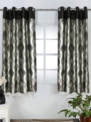 64% OFF on Homefab India Polyester Brown Striped Eyelet Curtain