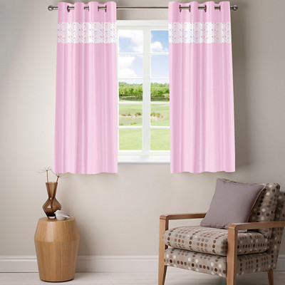 60% OFF on Kings Polycotton Pink Solid Eyelet Curtain
