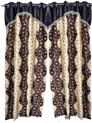 38% OFF on Madhav Product Polyester Brown Damask Eyelet Curtain