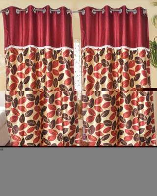 50% OFF on Madhav Product Polyester Maroon Floral Eyelet Curtain