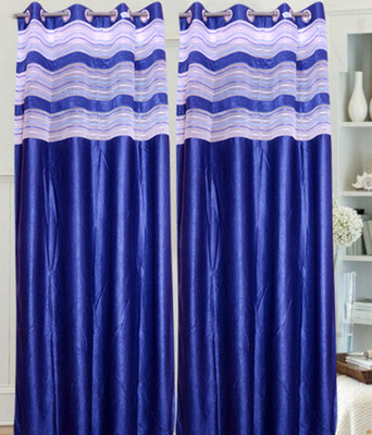 66% OFF on HomeZaara Polyester Blue Solid Eyelet Curtain