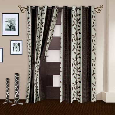 25% OFF on Story @ Home Polyester Coffee Abstract Tab Top Curtain