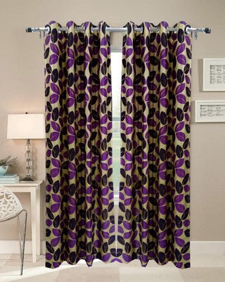 60% OFF on Homefab India Polyester Purple Self Design Eyelet Curtain