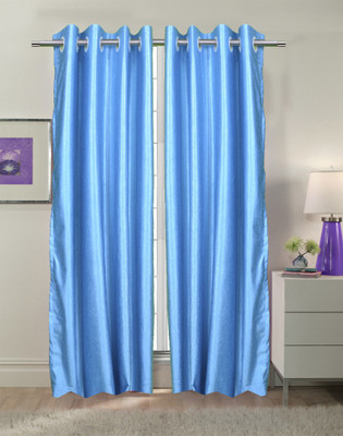 55% OFF on Trendy Home Polyester Light blue Solid Eyelet Curtain