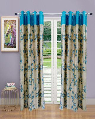 53% OFF on Homefab India Polyester Blue Solid Eyelet Curtain
