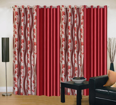 45% OFF on IWS Polyester Maroon Printed Eyelet Curtain