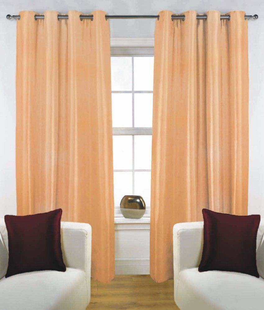 45% OFF on Fabutex Polyester Beige Solid Eyelet Curtain