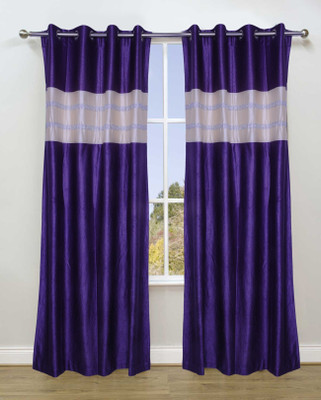 46% OFF on Fresh From Loom Polycotton Purple Solid Eyelet Curtain