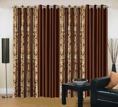 45% OFF on IWS Polyester Brown Printed Eyelet Curtain