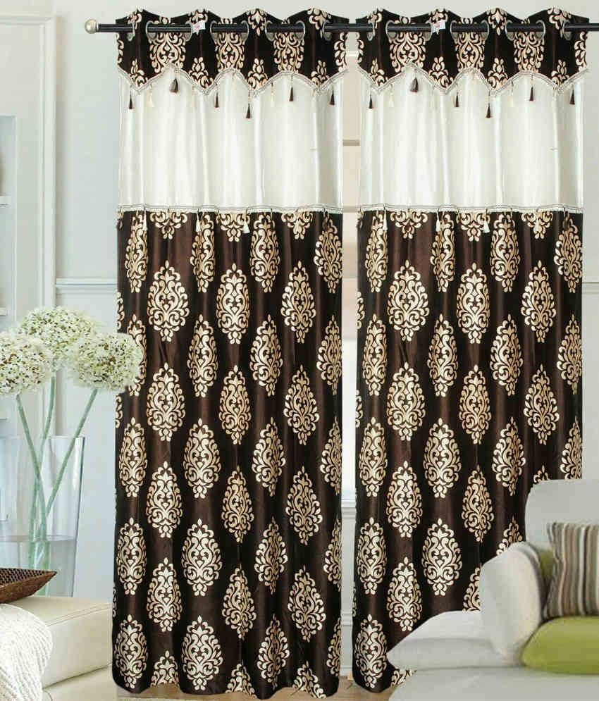 61% OFF on Optimistic Home Furnishing Polyester Brown Damask Eyelet Curtain