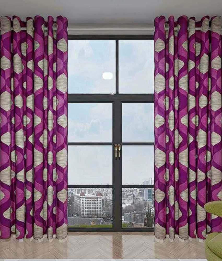 66% OFF on Optimistic Home Furnishing Polyester Brown Abstract Tab Top Curtain