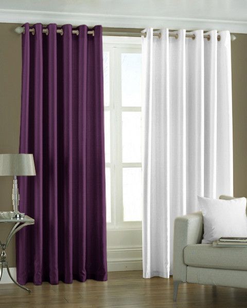 33% OFF on Pindia Polyester Purple, White Abstract Eyelet Curtain