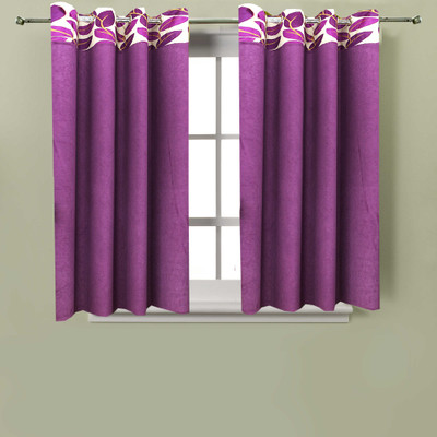 53% OFF on Homefab India Polyester Purple Floral Eyelet Curtain