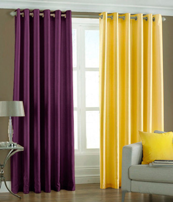 59% OFF on HomeZaara Polyester Purple, Yellow Solid Eyelet Curtain 59% OFF on HomeZaara Polyester Purple, Yellow Solid Eyelet Curtain