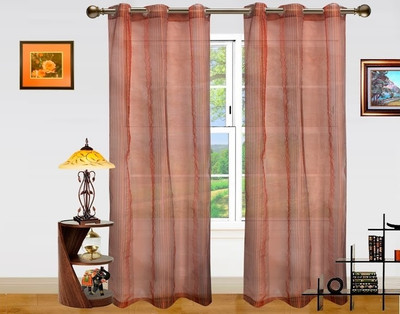 38% OFF on Dekor World Polyester Brown Printed Eyelet Curtain