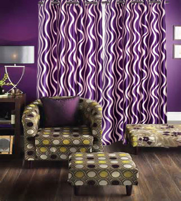 29% OFF on JBG Home Store Polyester Purple Printed Eyelet Curtain