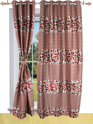 50% OFF on Shandar Chenille, Jacquard Maroon Solid Eyelet Curtain