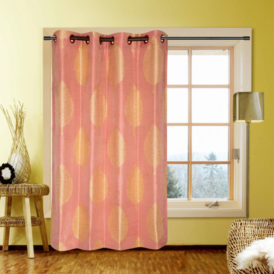 40% OFF on Kings Polycotton Pink Self Design Eyelet Curtain