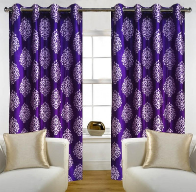 68% OFF on Home Candy Polyester Purple Printed Eyelet Curtain