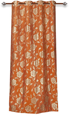 25% OFF on Mahamantra Polyester Orange Solid Eyelet Curtain