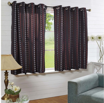 29% OFF on At Home Polycotton Multicolor Geometric Eyelet Curtain