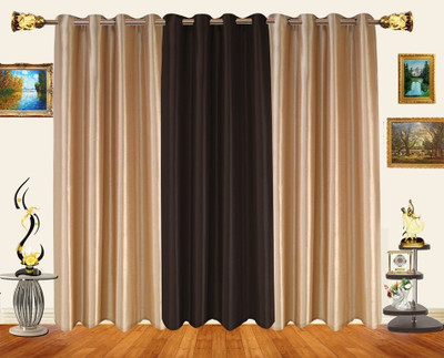 52% OFF on Decor Bazaar Polyester Beige Striped Eyelet Curtain