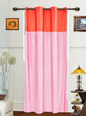 57% OFF on Dekor World Polyester Pink Abstract Tab Top Curtain