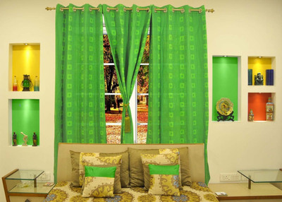 40% OFF on Ariana Cotton Green Damask Eyelet Curtain 40% OFF on Ariana Cotton Green Damask Eyelet Curtain