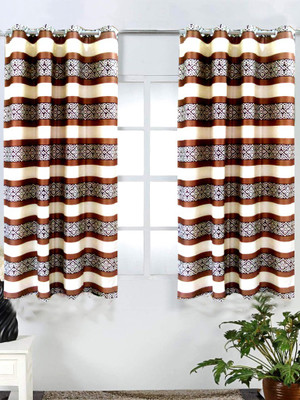 59% OFF on Homefab India Polyester Brown Striped Eyelet Curtain