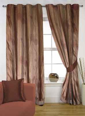 62% OFF on Handloom Factory Polycotton Multicolor Self Design Eyelet Curtain