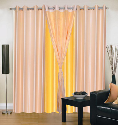 66% OFF on Shopgrab Polyester Beige, Yellow Solid Eyelet Curtain