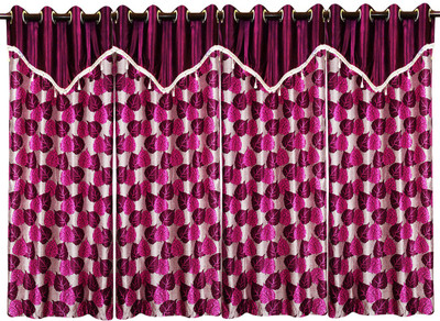 71% OFF on Zikrak Exim Polyester Purple Floral Eyelet Curtain