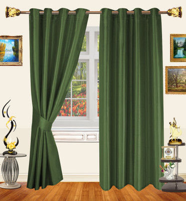 68% OFF on Decor Bazaar Polyester Dark Green Floral Eyelet Curtain