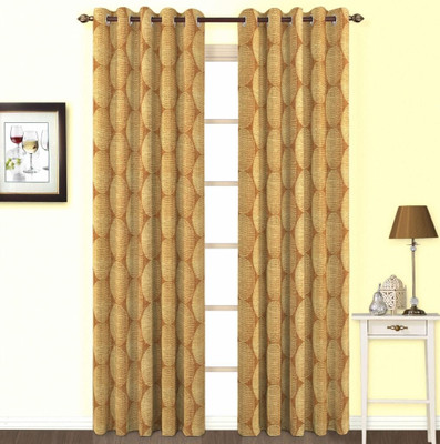 Skipper Polyester, Viscose Brown Floral Eyelet Curtain