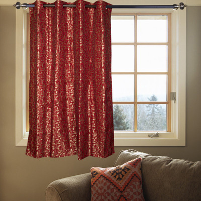 55% OFF on Kings Polycotton Red Abstract Eyelet Curtain