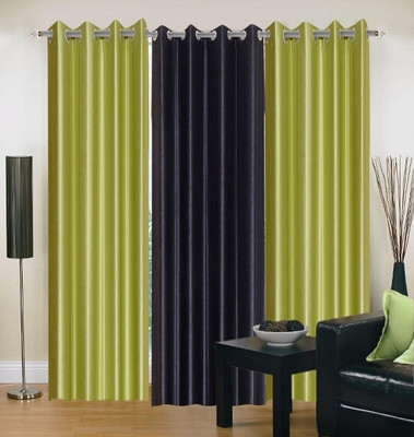 56% OFF on IWS Polyester Green, Black Self Design Eyelet Curtain
