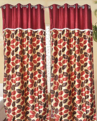 50% OFF on Madhav Product Polyester Maroon Floral Eyelet Curtain