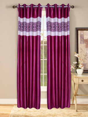 53% OFF on Fresh From Loom Polycotton Pink Solid Eyelet Curtain