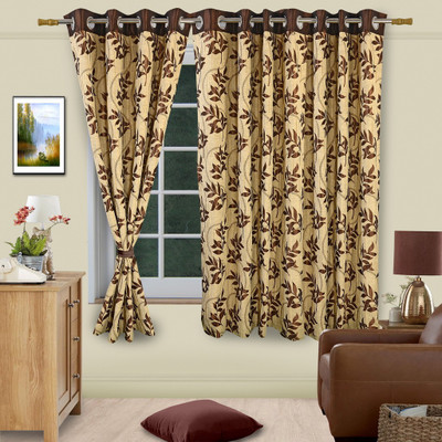 50% OFF on Vorhang Jacquard Multicolor Floral Eyelet Curtain