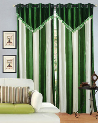 56% OFF on Decor Vatika Polyester Green Abstract Eyelet Curtain
