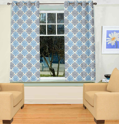 55% OFF on TT Polyester Dark Blue Solid Eyelet Curtain